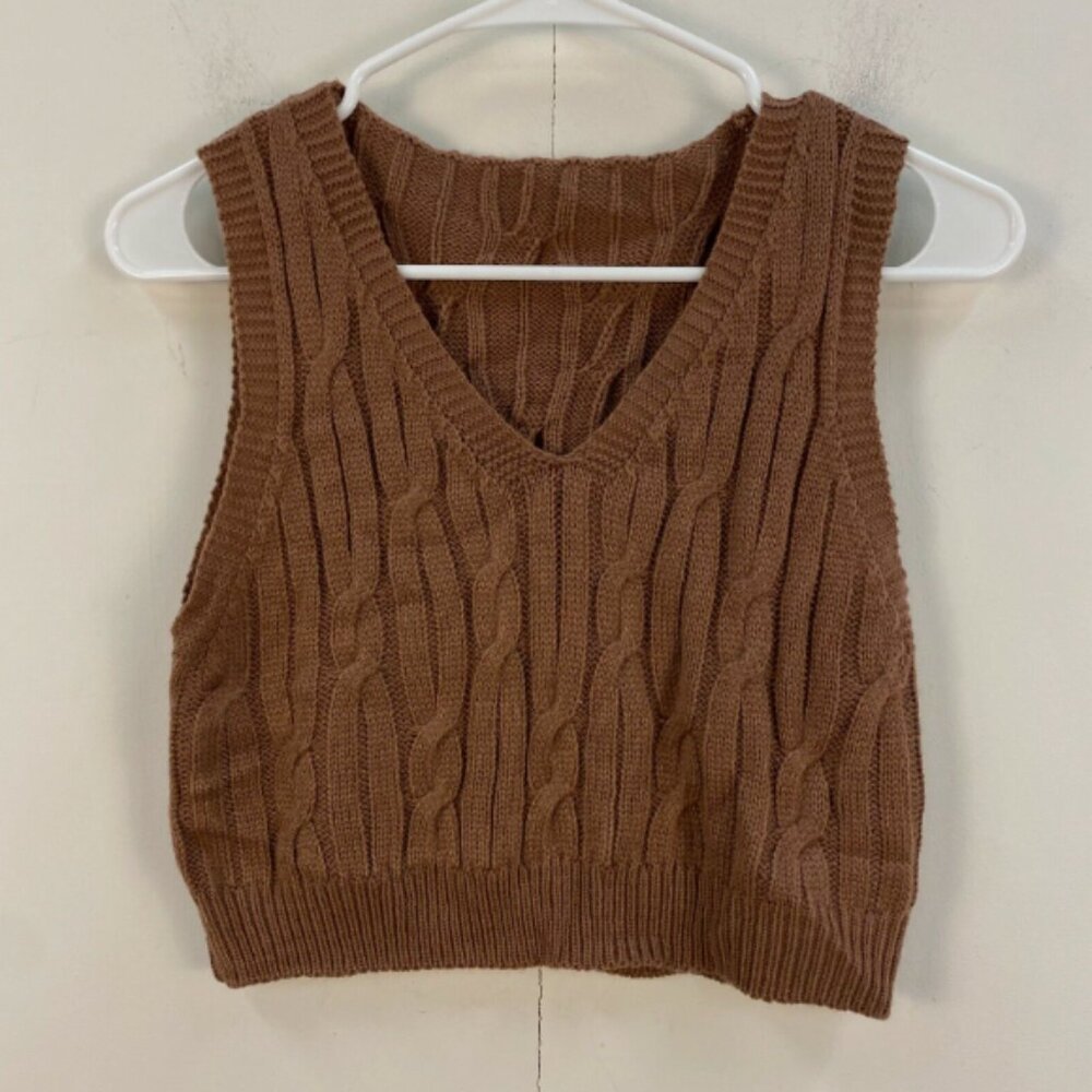 Brown Sweater Vest Tank Top